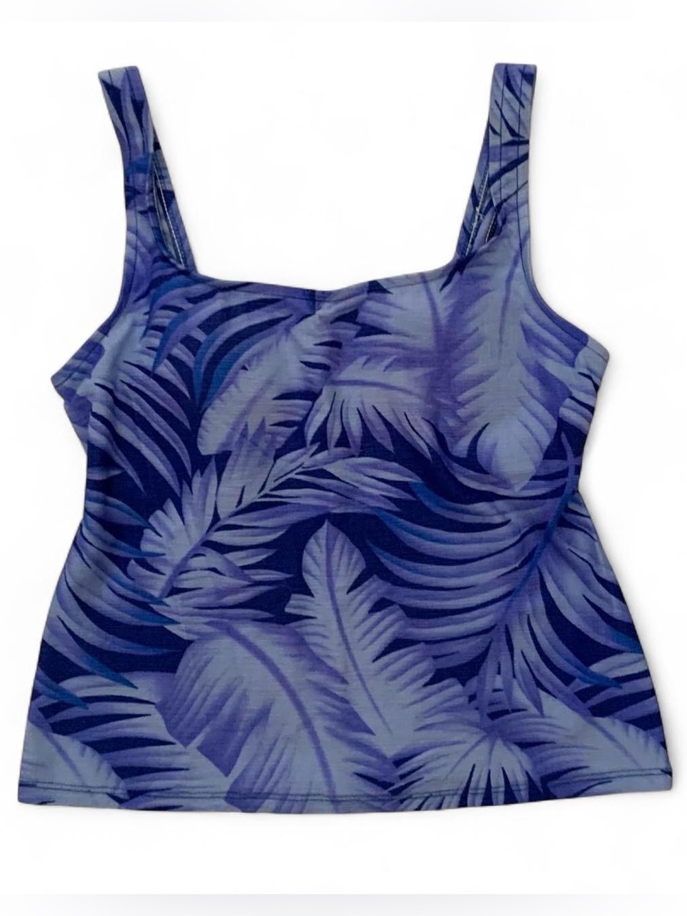 Vintage Jantzen 90s Purple Blue Palm Printed Tankini Swim Tank Top Size S